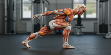 Pessoa realizando exercício complexo, demonstrando a aplicação da cinesiologia no movimento humano e otimização do treino.