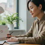 Pessoa planejando estratégias para definir limites saudáveis no trabalho e vida pessoal.