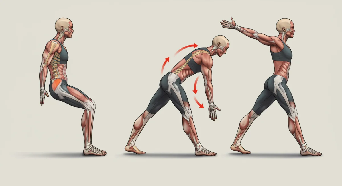 Demonstração da postura gato-vaca, exercício para flexibilidade da coluna.