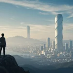 Pessoa em pico de montanha observando horizonte, simbolizando resiliência mental para 2025.