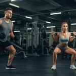 Treino de Força para Iniciantes: Plano de 8 Semanas em 2025 Homem e mulher iniciantes levantando pesos em academia moderna, com foco em técnica e determinação.