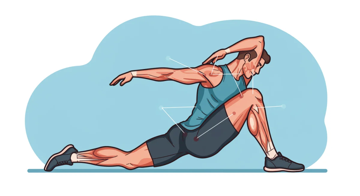 Pessoa alongando-se corretamente antes do exercício, preparando os músculos para evitar lesões.