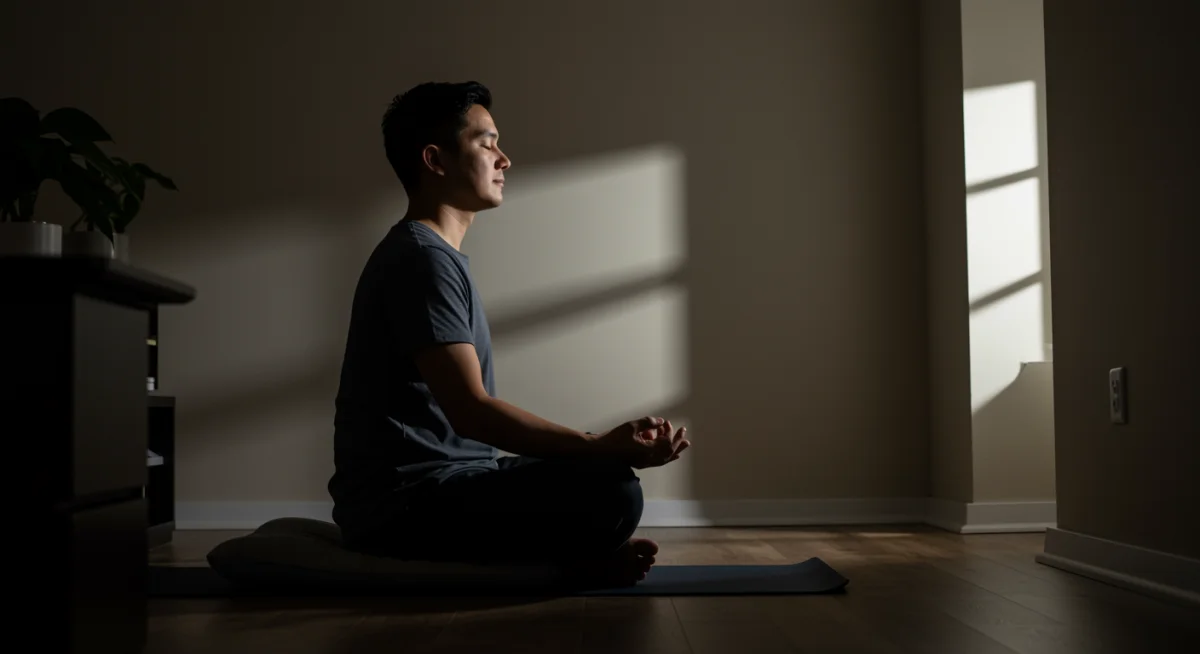 Pessoa meditando para relaxar antes de dormir